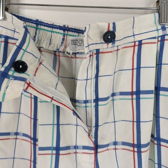 VINTAGE David Smith Womens White Plaid Pleated Shorts Size 14 - Made in USA - Picture 3 of 12